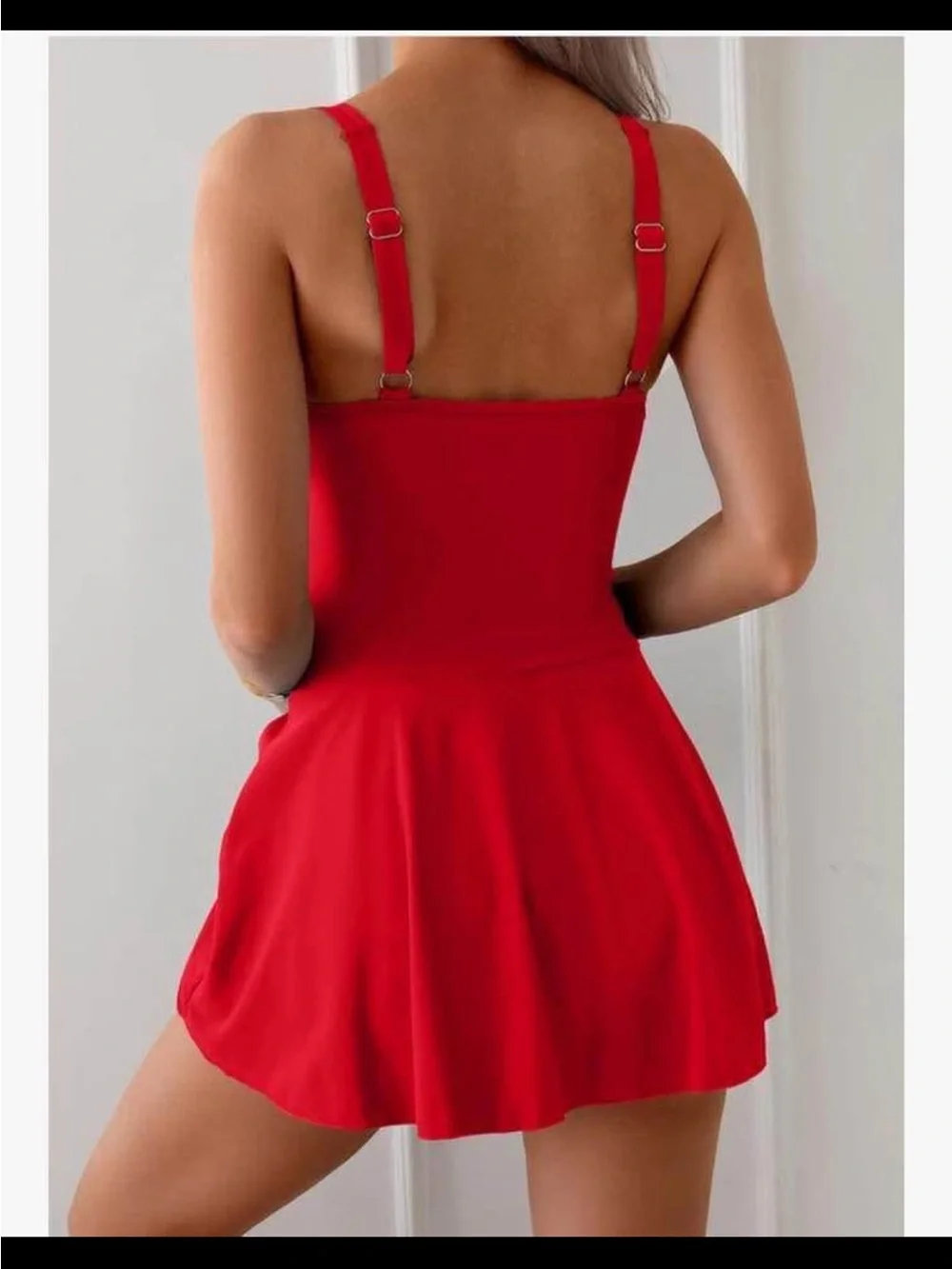 Women's Red Swim Dress with Side Tie